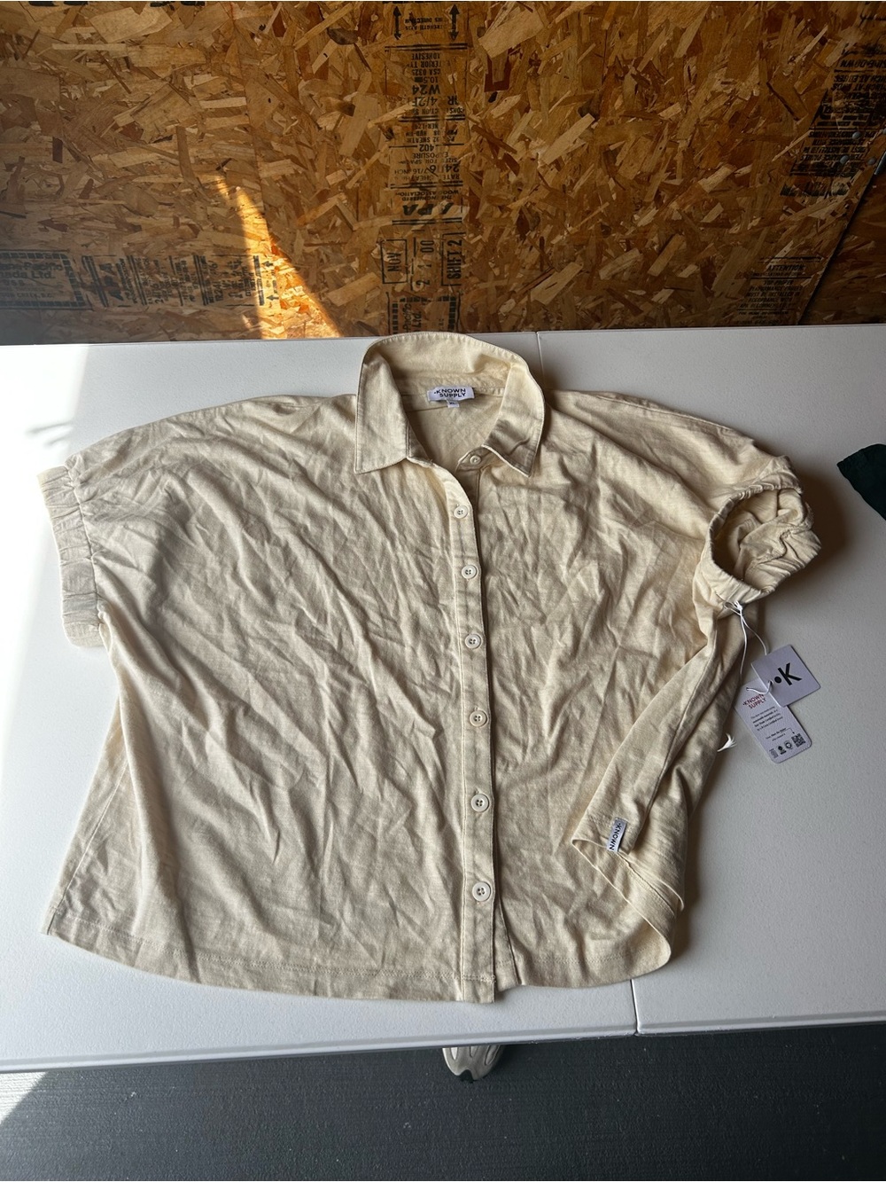Known Supply nwts Cream Short Sleeve Polo with Tag